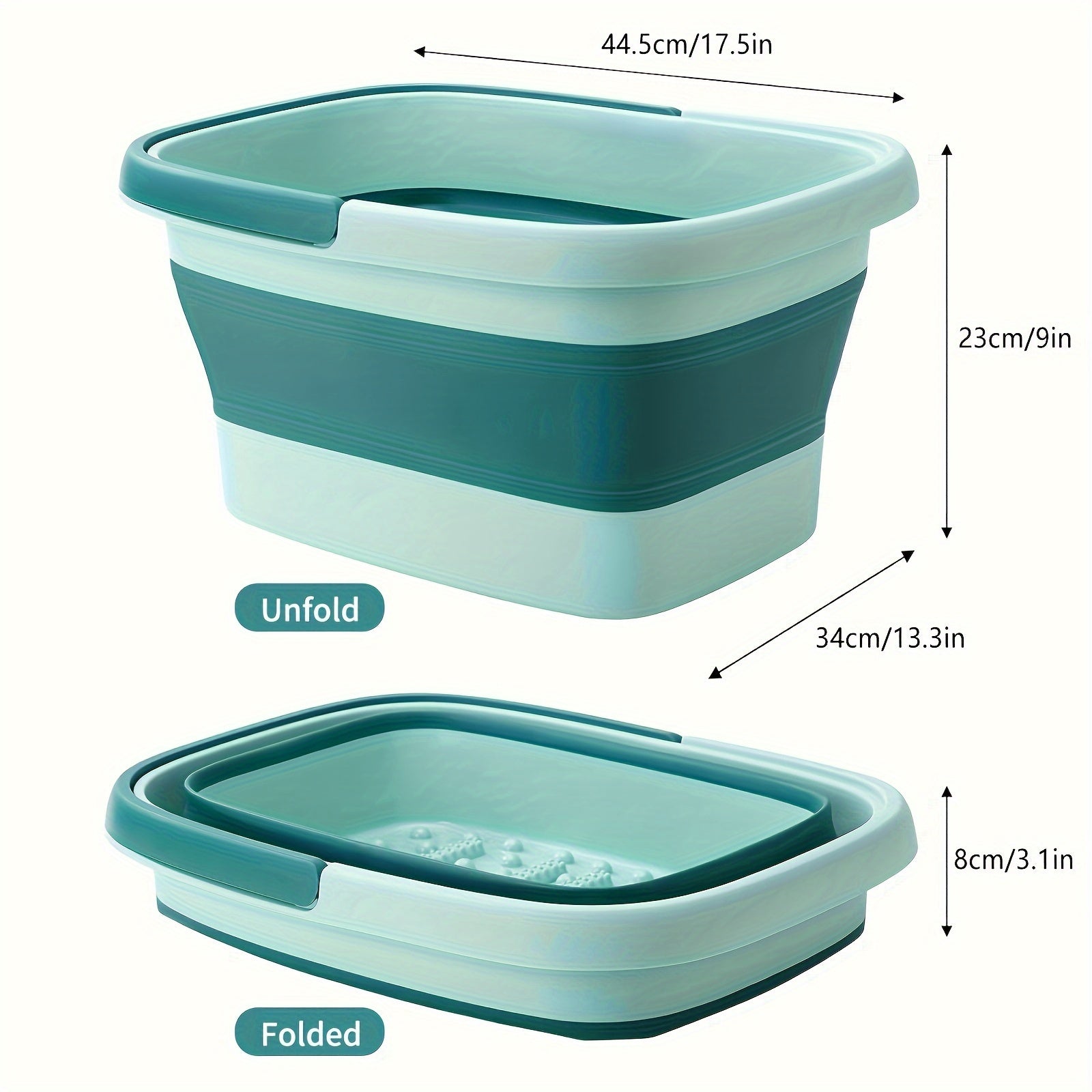Collapsible Foot Bath Spa Tub, Heavy-Duty PP Plastic Foldable Soaking Tub with Massage Acupoints, Large Foot Soak Bathtub for Spa, Pedicure Bowl, Laundry Basket, Portable with Handle for Easy Storage & Use, 4 Gallons (15 L), for Feet