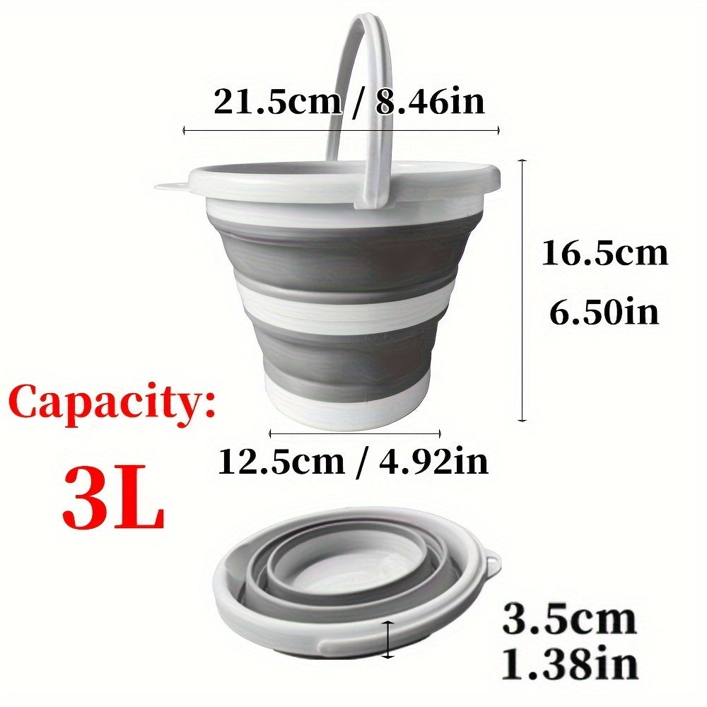 Versatile & Compact Folding Bucket with Handle - Portable, Durable for Camping, Fishing, Car Wash, Easy Storage
