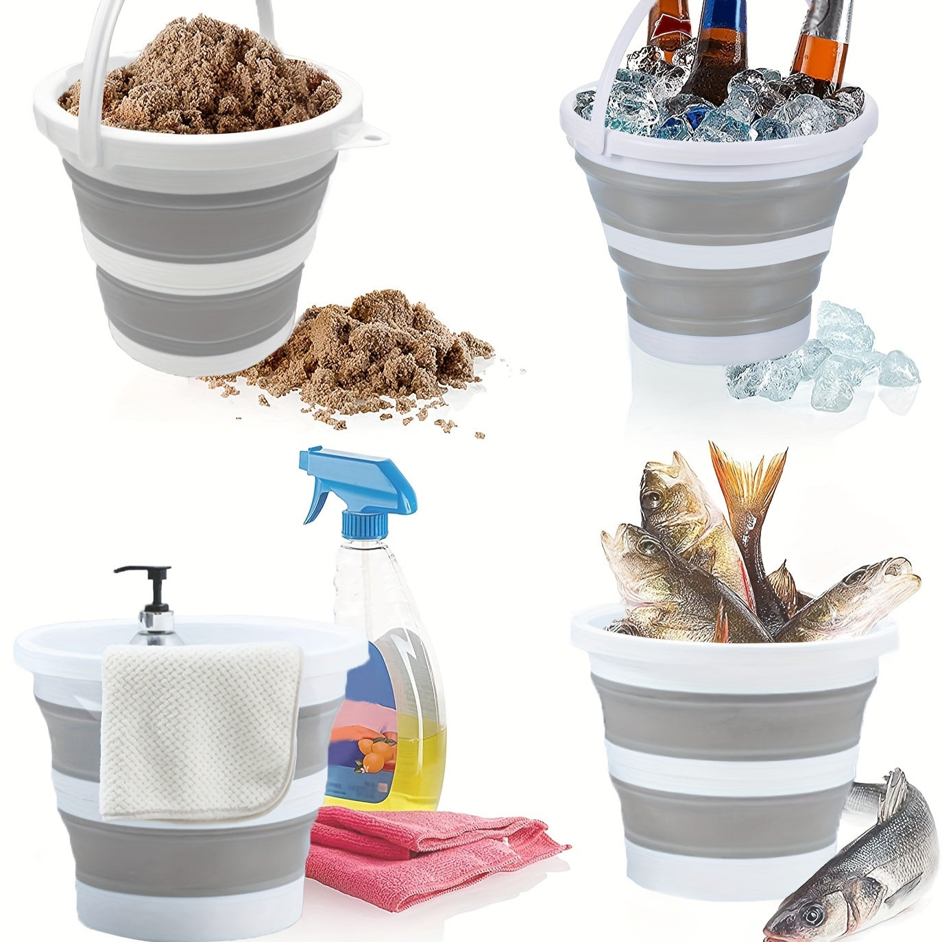 Versatile & Compact Folding Bucket with Handle - Portable, Durable for Camping, Fishing, Car Wash, Easy Storage