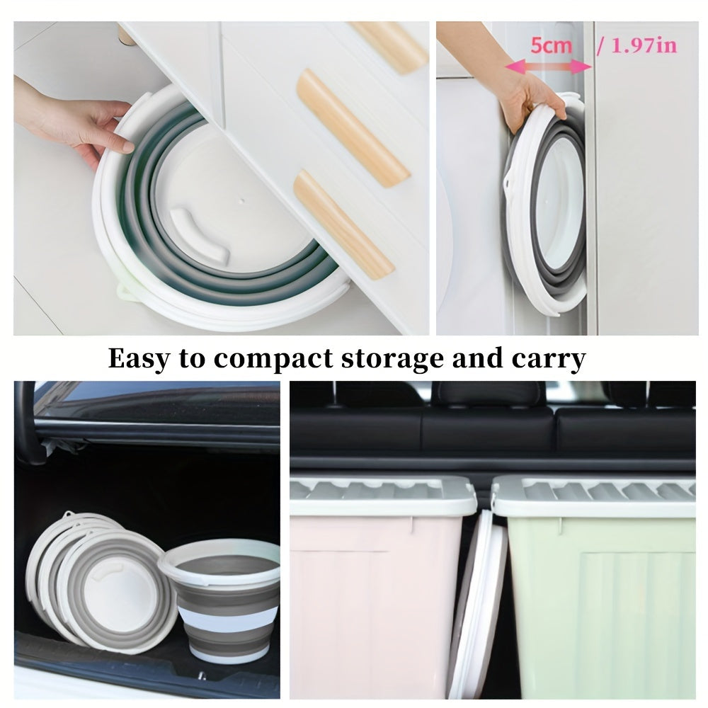 Versatile & Compact Folding Bucket with Handle - Portable, Durable for Camping, Fishing, Car Wash, Easy Storage