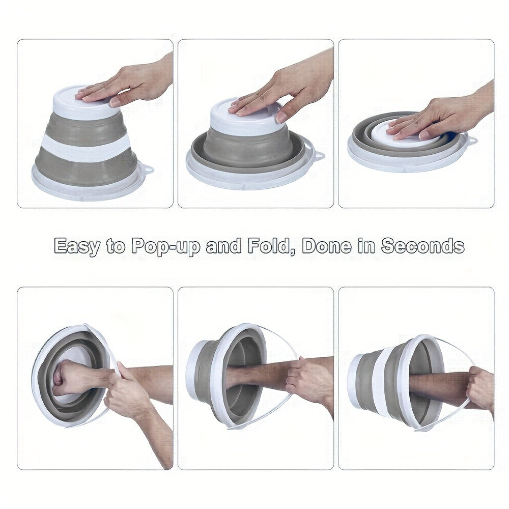 Versatile & Compact Folding Bucket with Handle - Portable, Durable for Camping, Fishing, Car Wash, Easy Storage