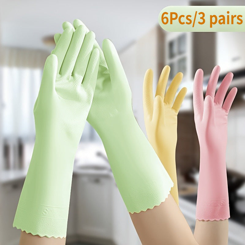 6 Pairs Latex-Free Small Size Reusable Gloves - Soft PVC Cleaning Gloves Suitable for Dishwashing, Kitchen, Laundry & Gardening - Gloves for &
