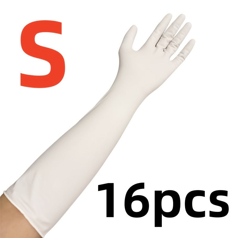 16pcs Heavy-Duty Long Household Cleaning Gloves - Nitrile Full-Length Arm, Blue\u002FWhite\u002FPink Dishwashing Gloves for Kitchen, Bathroom, Dishwashing & Multi-Surface Use, Bulk Pack (Hands & Arms Cover) for s &