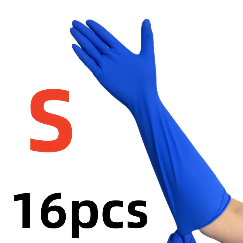 16pcs Heavy-Duty Long Household Cleaning Gloves - Nitrile Full-Length Arm, Blue\u002FWhite\u002FPink Dishwashing Gloves for Kitchen, Bathroom, Dishwashing & Multi-Surface Use, Bulk Pack (Hands & Arms Cover) for s &