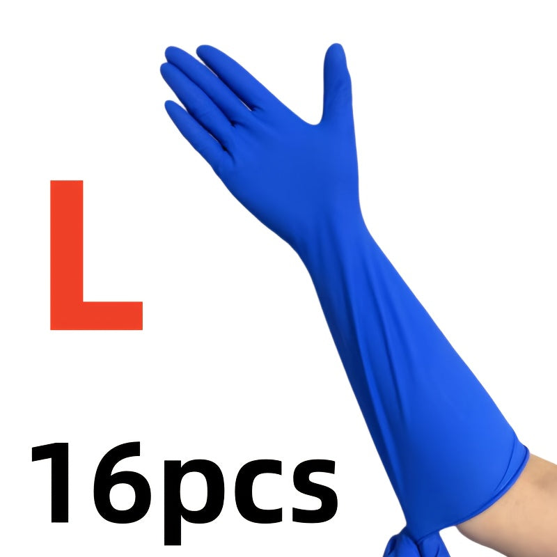 16pcs Heavy-Duty Long Household Cleaning Gloves - Nitrile Full-Length Arm, Blue\u002FWhite\u002FPink Dishwashing Gloves for Kitchen, Bathroom, Dishwashing & Multi-Surface Use, Bulk Pack (Hands & Arms Cover) for s &