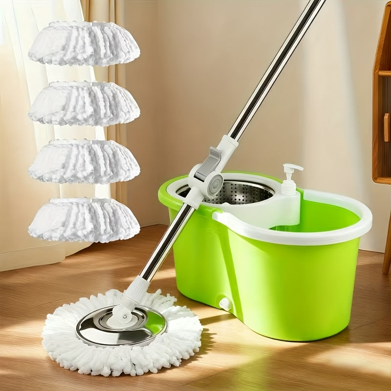 Dual-Drive Spin Mop and Bucket Set with Wringing System, 3 LONG LASTING Microfiber Mop Heads, 360° Cleaning for Hardwood, Tile, Marble, Laminate Floors