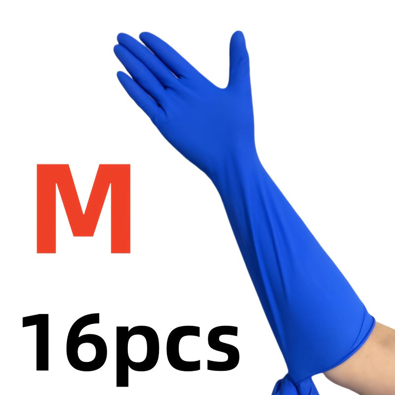 16pcs Heavy-Duty Long Household Cleaning Gloves - Nitrile Full-Length Arm, Blue\u002FWhite\u002FPink Dishwashing Gloves for Kitchen, Bathroom, Dishwashing & Multi-Surface Use, Bulk Pack (Hands & Arms Cover) for s &