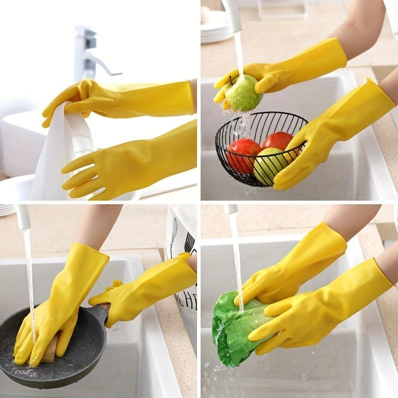 8-Pack Heavy-Duty Latex Dishwashing Gloves | Bright Yellow, Reusable, Soft and Durable Cleaning, Suitable for Home, Restaurant, and Commercial Use