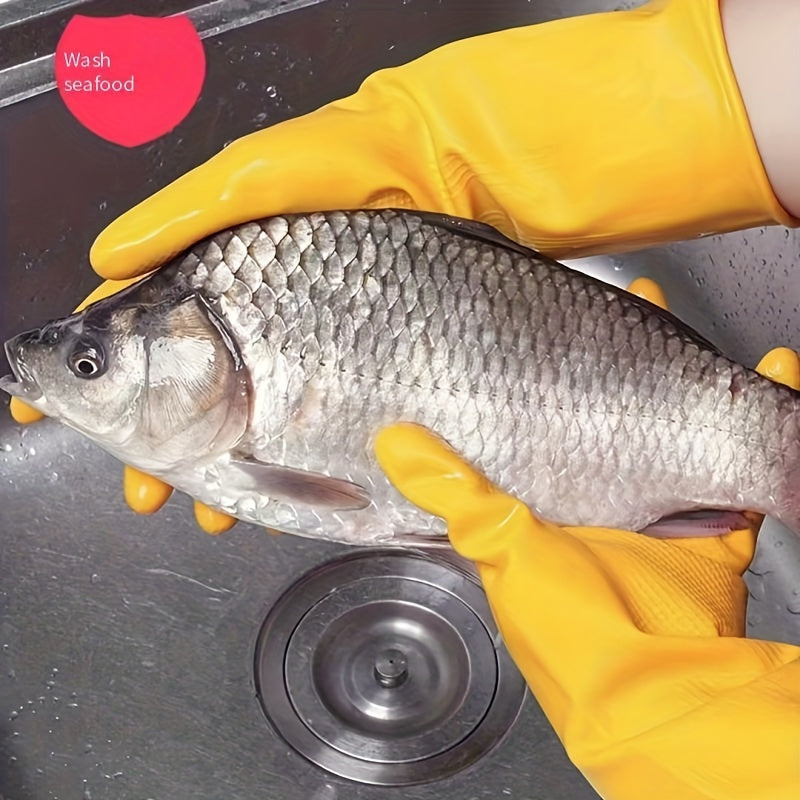 8-Pack Heavy-Duty Latex Dishwashing Gloves | Bright Yellow, Reusable, Soft and Durable Cleaning, Suitable for Home, Restaurant, and Commercial Use