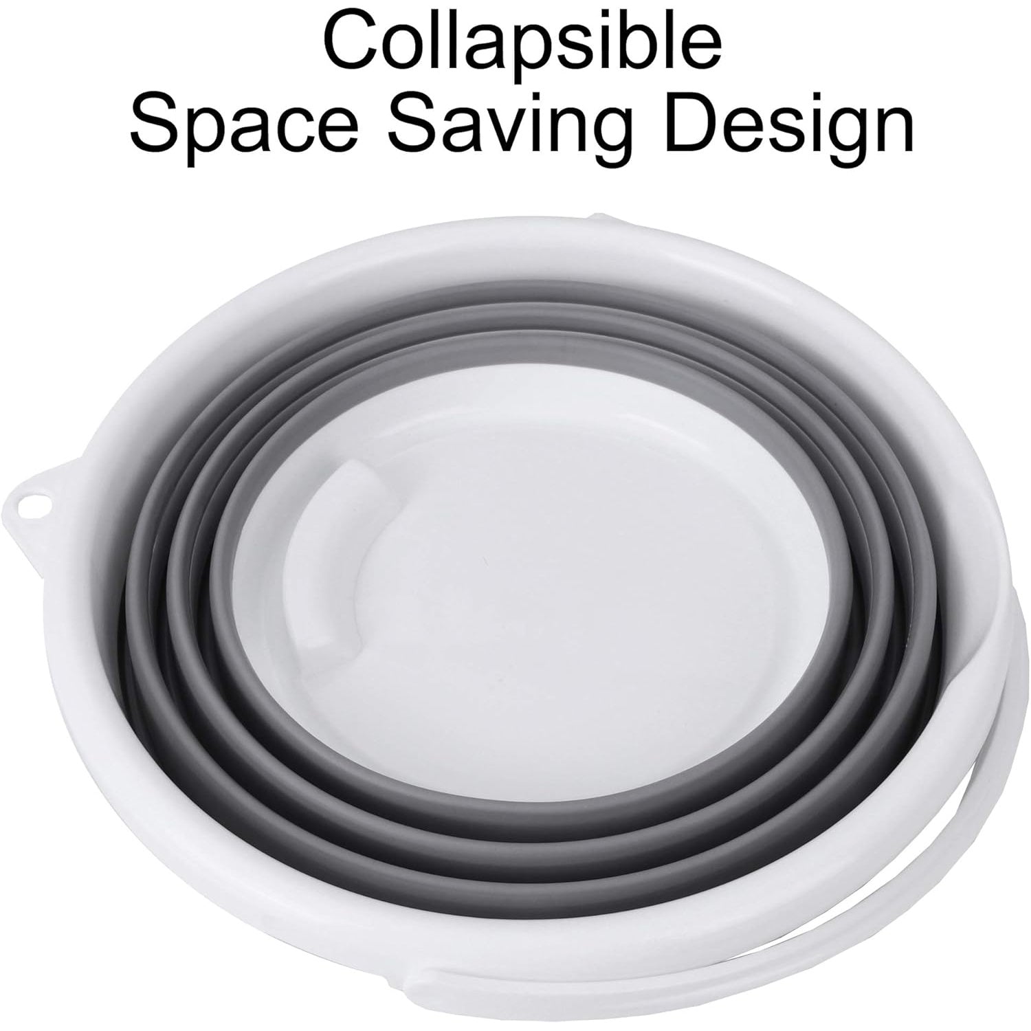 10 Liters 6.5L 2.6 Gallons Indoor and Outdoor Folding Bucket with Handle | Gray, Rubber, Portable, Wide Mouth, Shatterproof, Spill Prevention, Rubberized Texture