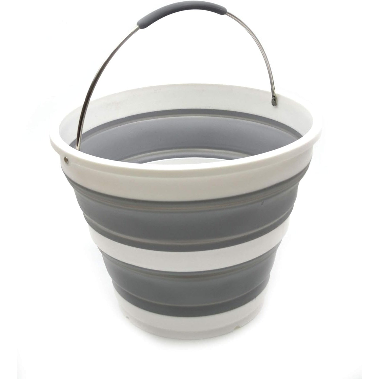 10L \u002F 2.64 Gallon Collapsible Plastic Bucket - Foldable Round Tub - Portable Fishing Water Pail - Car Cleaning - Space-Saving Outdoor Water Container, Size 12.2inch Diameter (1, Grey)