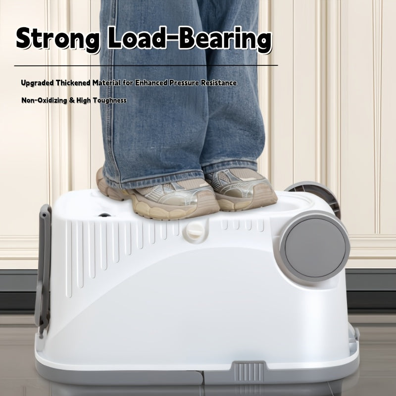 Spin Mop And Bucket Set, Hands-Free Mop with Movable Wheels, 360° Rotating Floor Cleaning System, Wet And Dry Flat Mop, Includes 4 Microfiber Mop Pads, Suitable for Living Room, Bedroom, And Bathroom Floor Cleaning