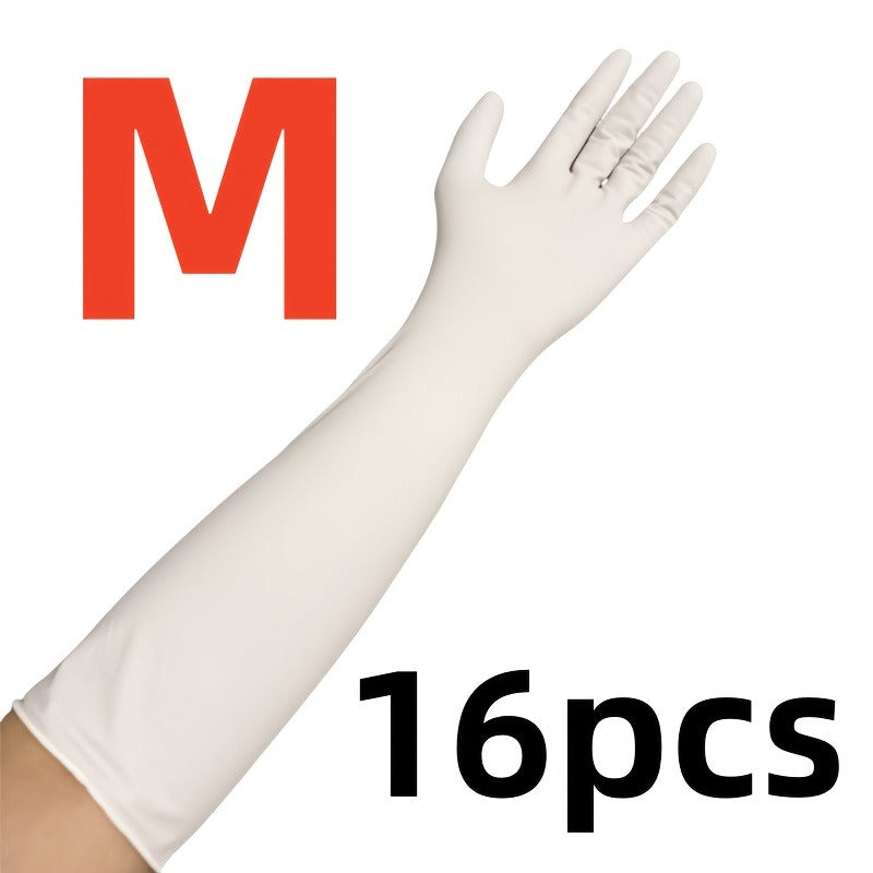 16pcs Heavy-Duty Long Household Cleaning Gloves - Nitrile Full-Length Arm, Blue\u002FWhite\u002FPink Dishwashing Gloves for Kitchen, Bathroom, Dishwashing & Multi-Surface Use, Bulk Pack (Hands & Arms Cover) for s &