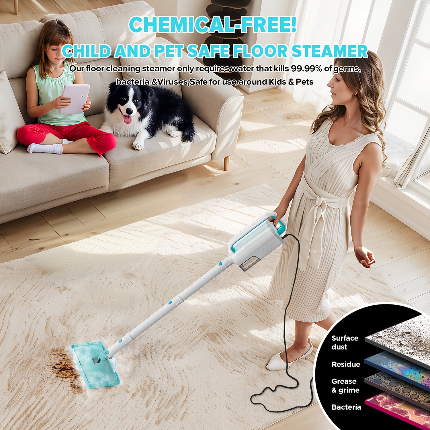 10-in-1 Versatile Powerhouse VM6 Steam Mop | Featuring 230°F Superheated Steam, 230 RPM Rotating Mop Heads, Multiple Additions, Safe Scrubbing for All Floors, No Chemicals, 99.99% Germ Removal