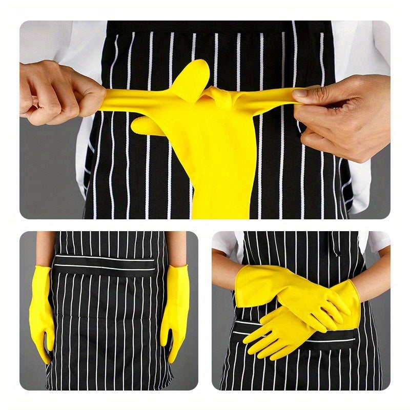 8-Pack Heavy-Duty Latex Dishwashing Gloves | Bright Yellow, Reusable, Soft and Durable Cleaning, Suitable for Home, Restaurant, and Commercial Use