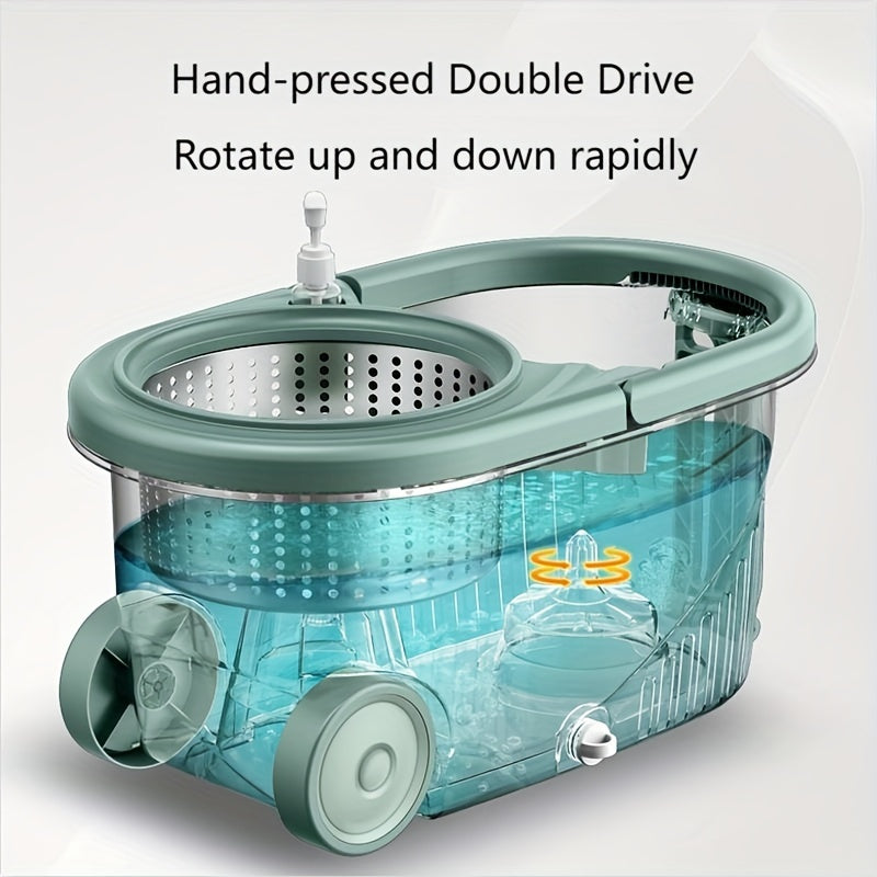 A Set Of Mops, Household Dual-drive Rotary Mops And Bucket Sets, No-wash Mops, Dry And Wet Two, Wash Two In One, 360 Degrees Option for All Kinds Of Floors