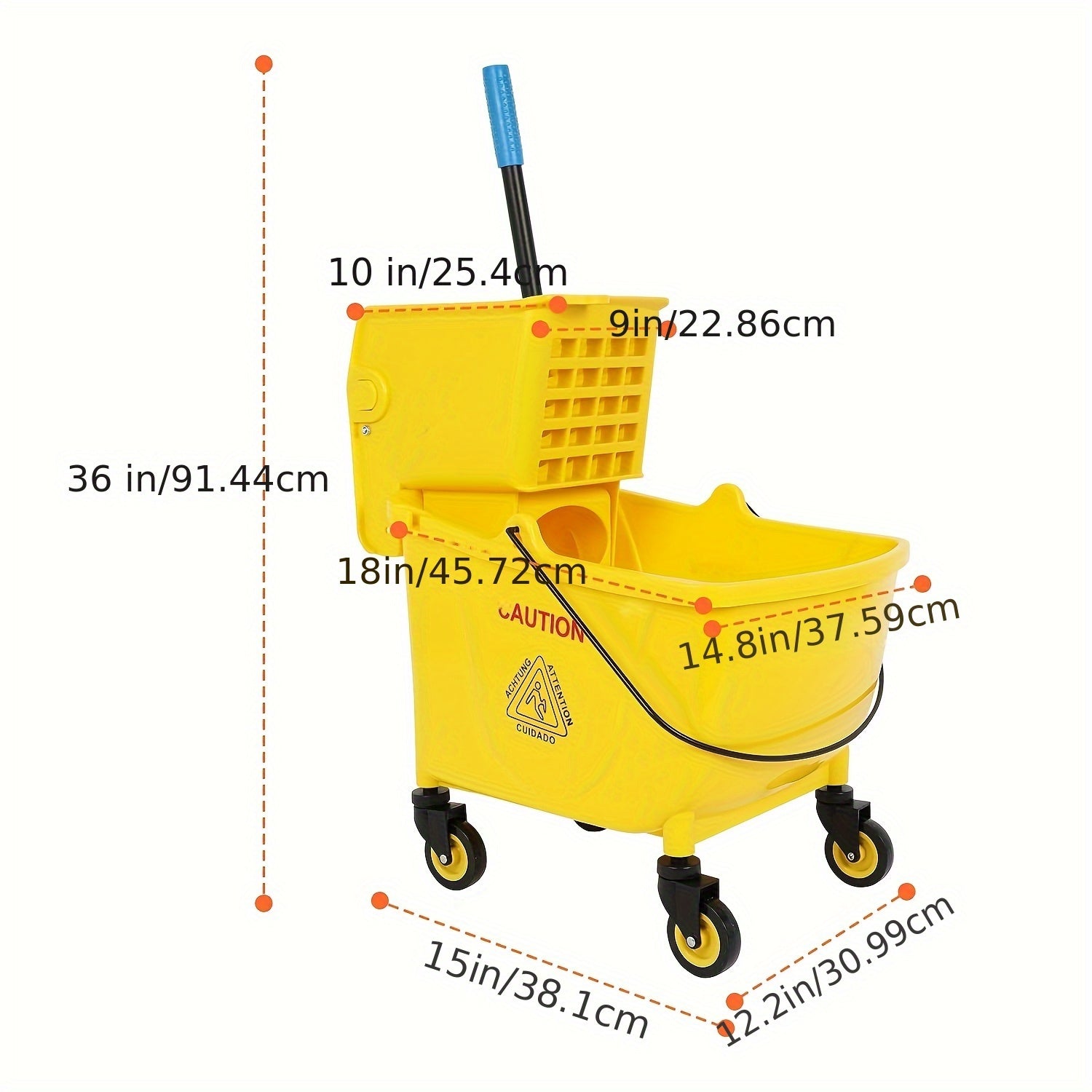 Dollate Commercial Mop And Bucket Set On Wheels, Side Press Wringer Combo 35-Quart Mop Bucket, Stable Mop Bucket with Wringer, Industrial Mop Bucket Separate Dirty Water