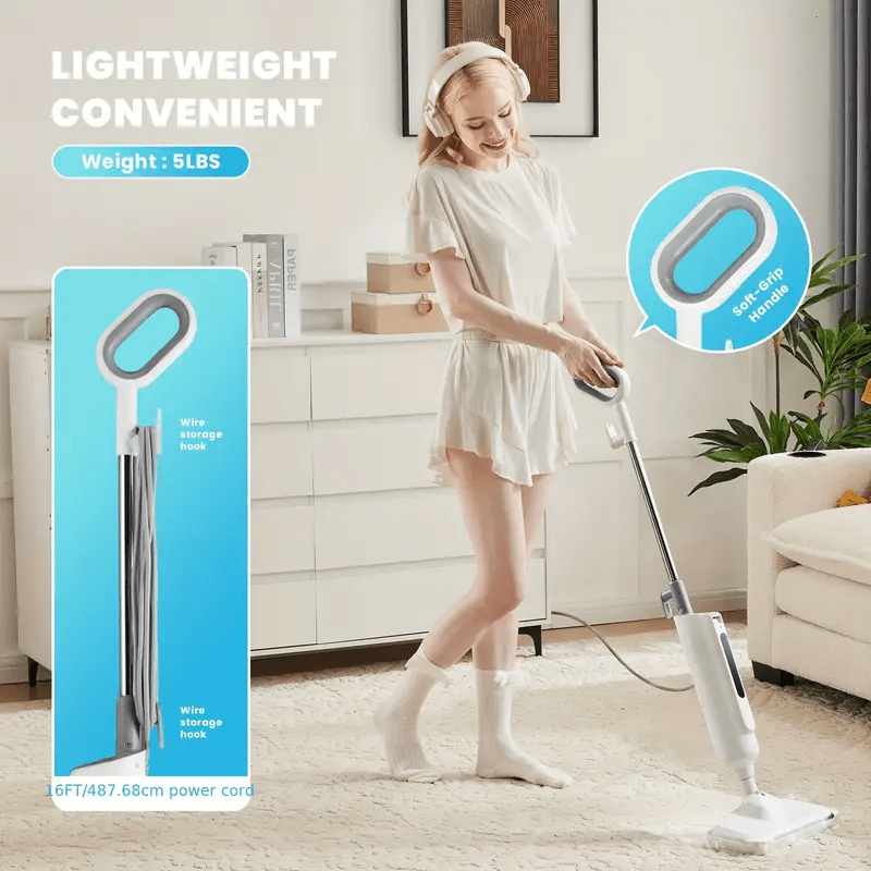 Floor Cleaning Steam Mop, Lightweight Floor Steam Cleaner for Hardwood\u002FTile\u002FLaminate Carpet, 2 Washable Pads, Blue\u002FGray
