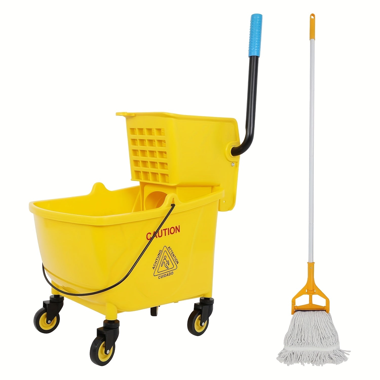 Dollate Commercial Mop And Bucket Set On Wheels, Side Press Wringer Combo 35-Quart Mop Bucket, Stable Mop Bucket with Wringer, Industrial Mop Bucket Separate Dirty Water