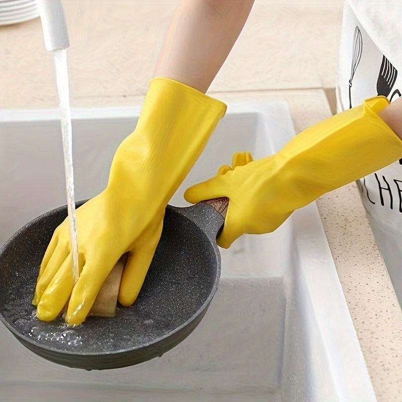 8-Pack Heavy-Duty Latex Dishwashing Gloves | Bright Yellow, Reusable, Soft and Durable Cleaning, Suitable for Home, Restaurant, and Commercial Use