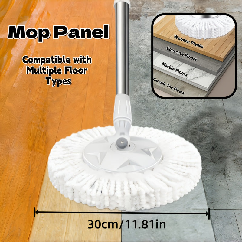 Spin Mop And Bucket Set, Hands-Free Mop with Movable Wheels, 360° Rotating Floor Cleaning System, Wet And Dry Flat Mop, Includes 4 Microfiber Mop Pads, Suitable for Living Room, Bedroom, And Bathroom Floor Cleaning
