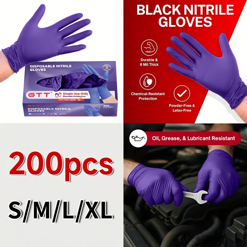 5, 000 Blue\u002FBlack\u002FPurple Disposable Gloves Made of Nitrile, 200 Units Per Pack, Large Size, Latex-Free And Powder-Free, Ideal for, Cleaning Tasks, Automotive Repairs, Beauty Salons, And Pet Care