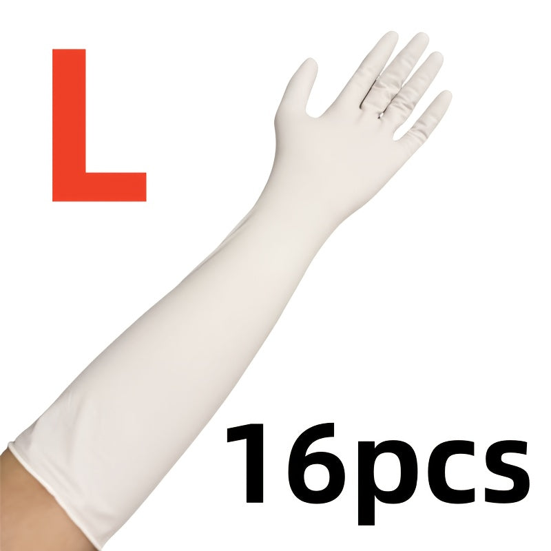 16pcs Heavy-Duty Long Household Cleaning Gloves - Nitrile Full-Length Arm, Blue\u002FWhite\u002FPink Dishwashing Gloves for Kitchen, Bathroom, Dishwashing & Multi-Surface Use, Bulk Pack (Hands & Arms Cover) for s &