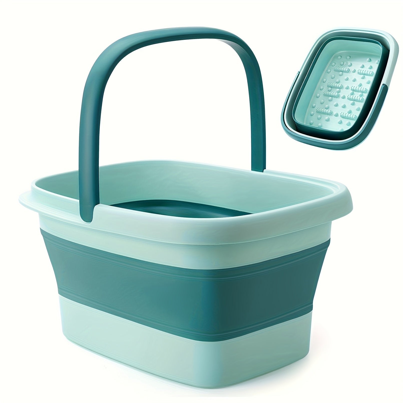Collapsible Foot Bath Spa Tub, Heavy-Duty PP Plastic Foldable Soaking Tub with Massage Acupoints, Large Foot Soak Bathtub for Spa, Pedicure Bowl, Laundry Basket, Portable with Handle for Easy Storage & Use, 4 Gallons (15 L), for Feet
