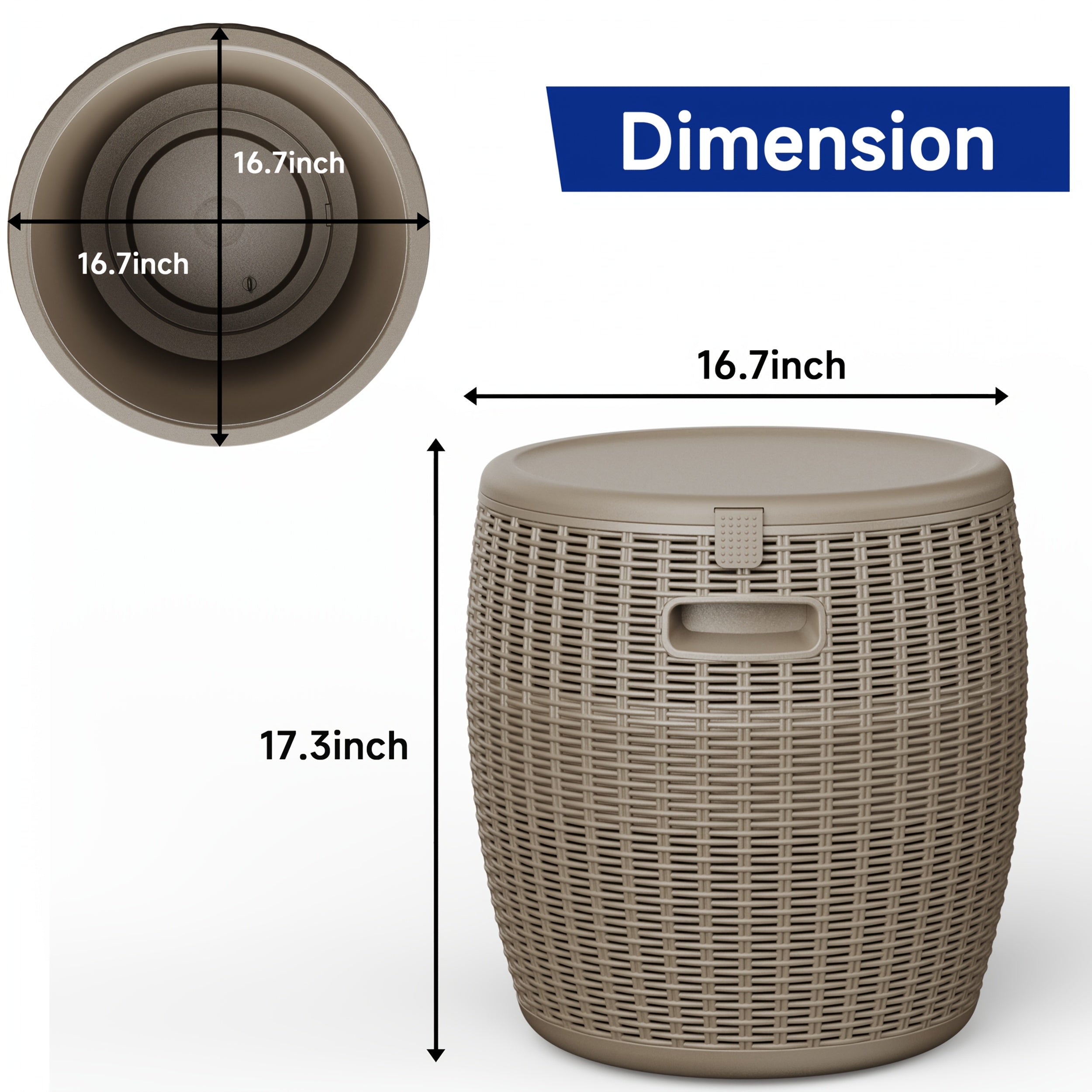 40L\u002F10.5Gal Large Capacity Heavy-Duty Rattan-Like Imitation Drain Plug with Two Easy-Grip Handles, 110.23LB Static Load Capacity, UV Protected & Weatherproof Polypropylene Resin Construction, Light Brown Outdoor Storage Bin for BBQs, Poolside, Garden