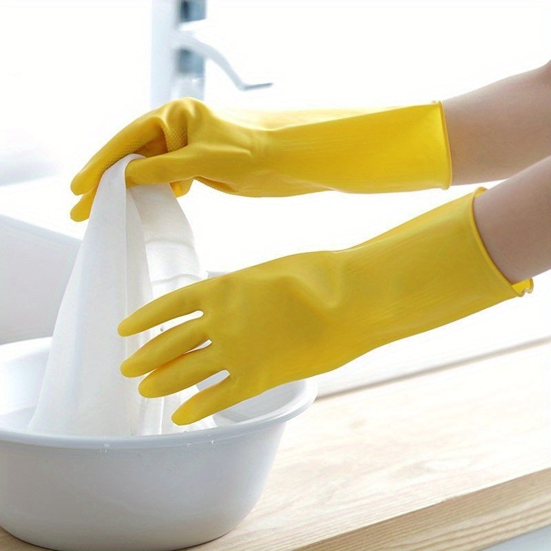 8-Pack Heavy-Duty Latex Dishwashing Gloves | Bright Yellow, Reusable, Soft and Durable Cleaning, Suitable for Home, Restaurant, and Commercial Use