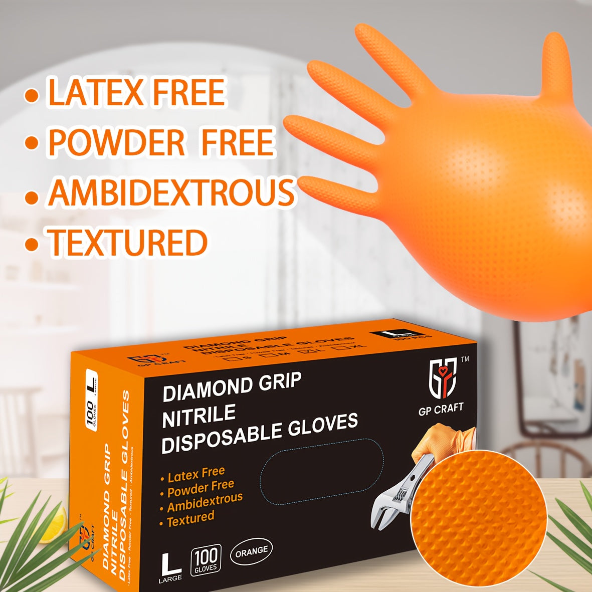 1 Box (Bulk Packaging) 8mil Heavy-Duty Nitrile Gloves - Latex-Free,, Food Safe, Non-Sensitive (No Allergens), Lab, Cleaning, & Food Prep Gloves - Durable Non-Rubber Handwear