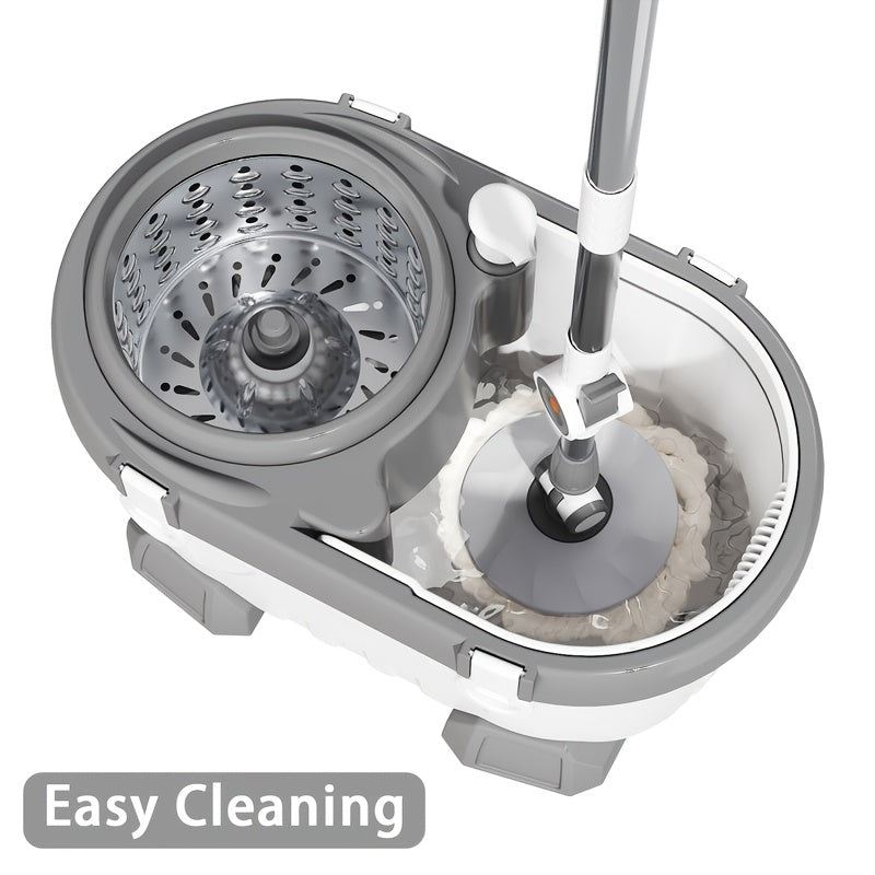 4 Replacement Mop Cloths, Spin Mop Bucket Set, Includes Mop Cloths And Mop Head, Complete Household Mop Bucket Kit, 360° Spin Wash & Spin-Dry System, Large-Capacity Design, Suitable for Kitchen, Living Room, And Whole-Home Cleaning