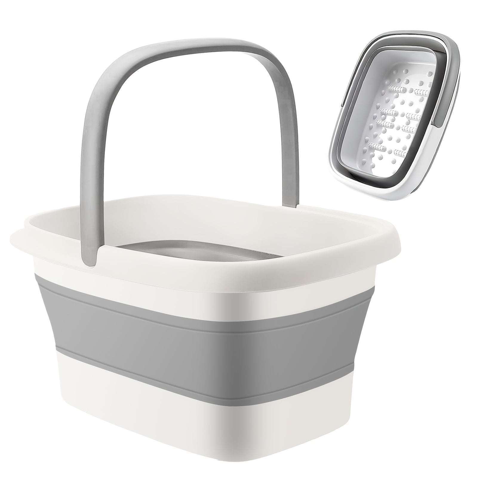 Collapsible Foot Bath Spa Tub, Heavy-Duty PP Plastic Foldable Soaking Tub with Massage Acupoints, Large Foot Soak Bathtub for Spa, Pedicure Bowl, Laundry Basket, Portable with Handle for Easy Storage & Use, 4 Gallons (15 L), for Feet