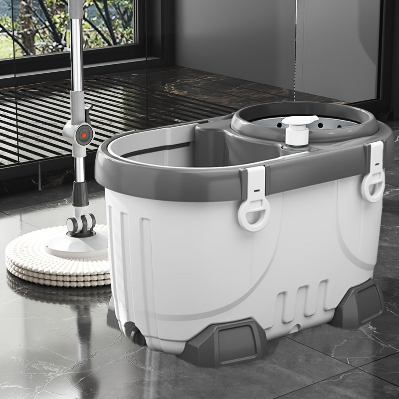 4 Replacement Mop Cloths, Spin Mop Bucket Set, Includes Mop Cloths And Mop Head, Complete Household Mop Bucket Kit, 360° Spin Wash & Spin-Dry System, Large-Capacity Design, Suitable for Kitchen, Living Room, And Whole-Home Cleaning